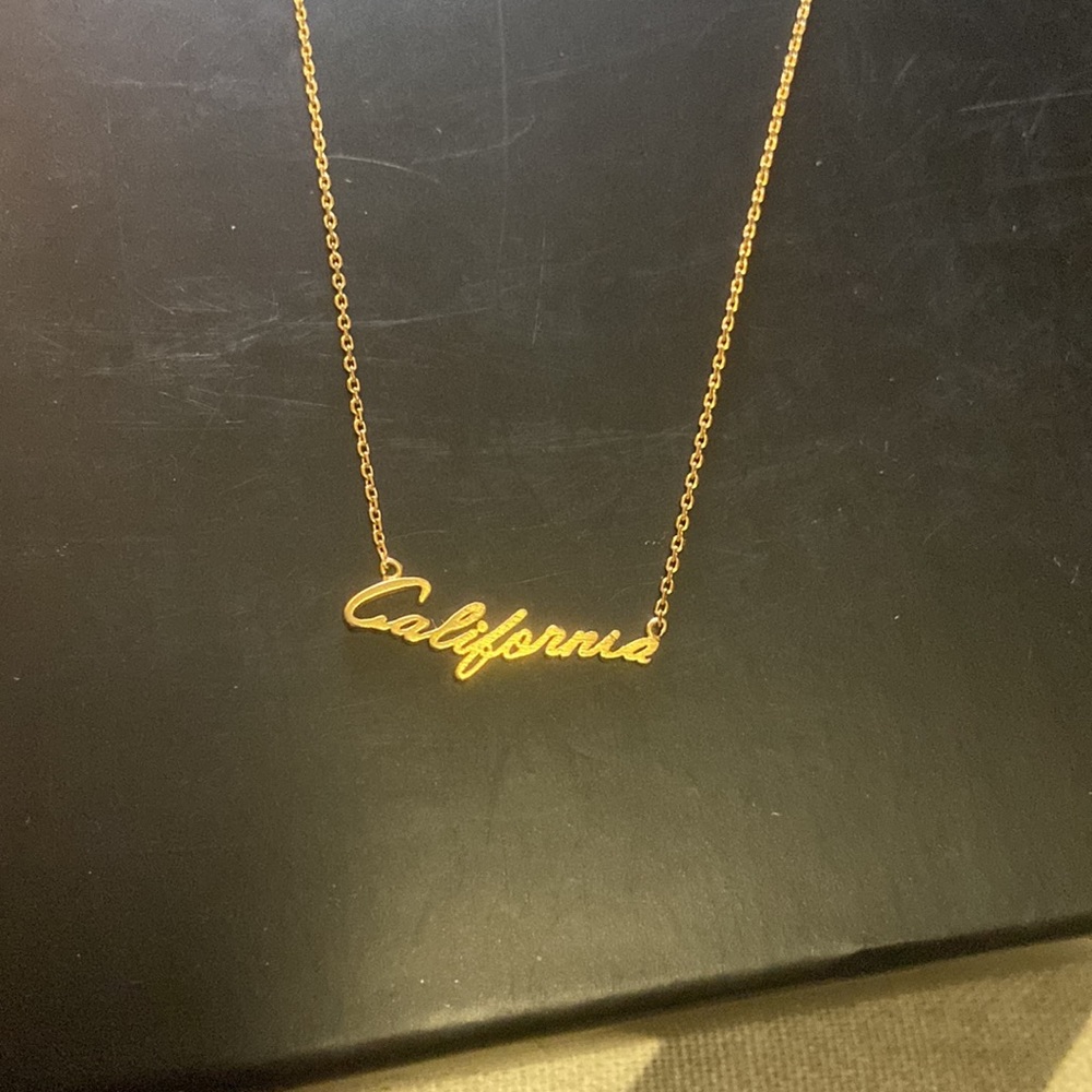 “California” script necklace